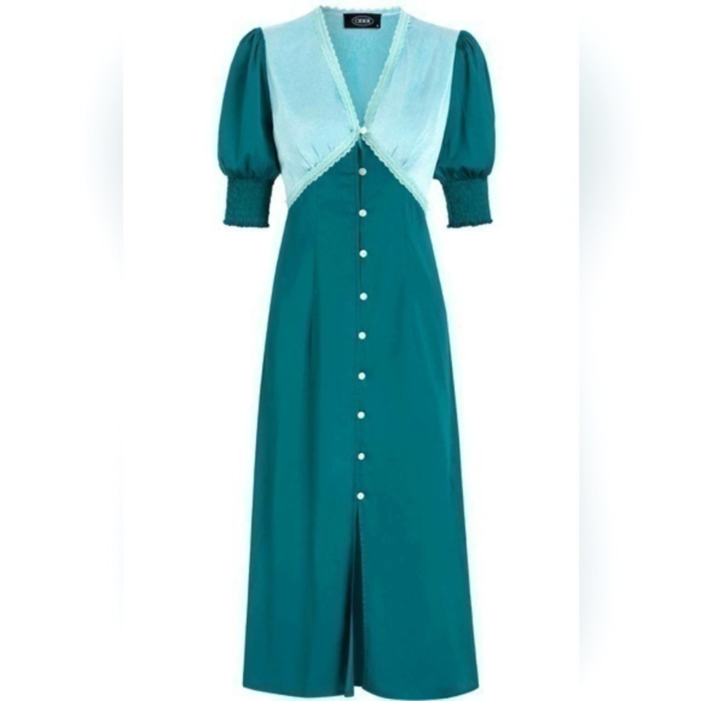 NWT Cider Silky Green Detailed Lace Maxi - L - Picture 1 of 5